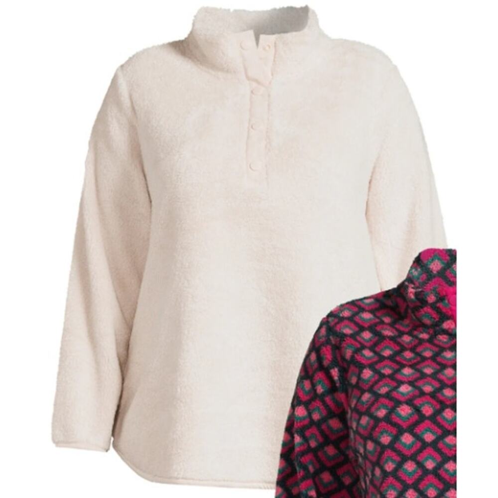 Terra & Sky Women’s Plus Size Quarter Snap Faux Sherpa Pullover, SIZE 2XL, 20-22